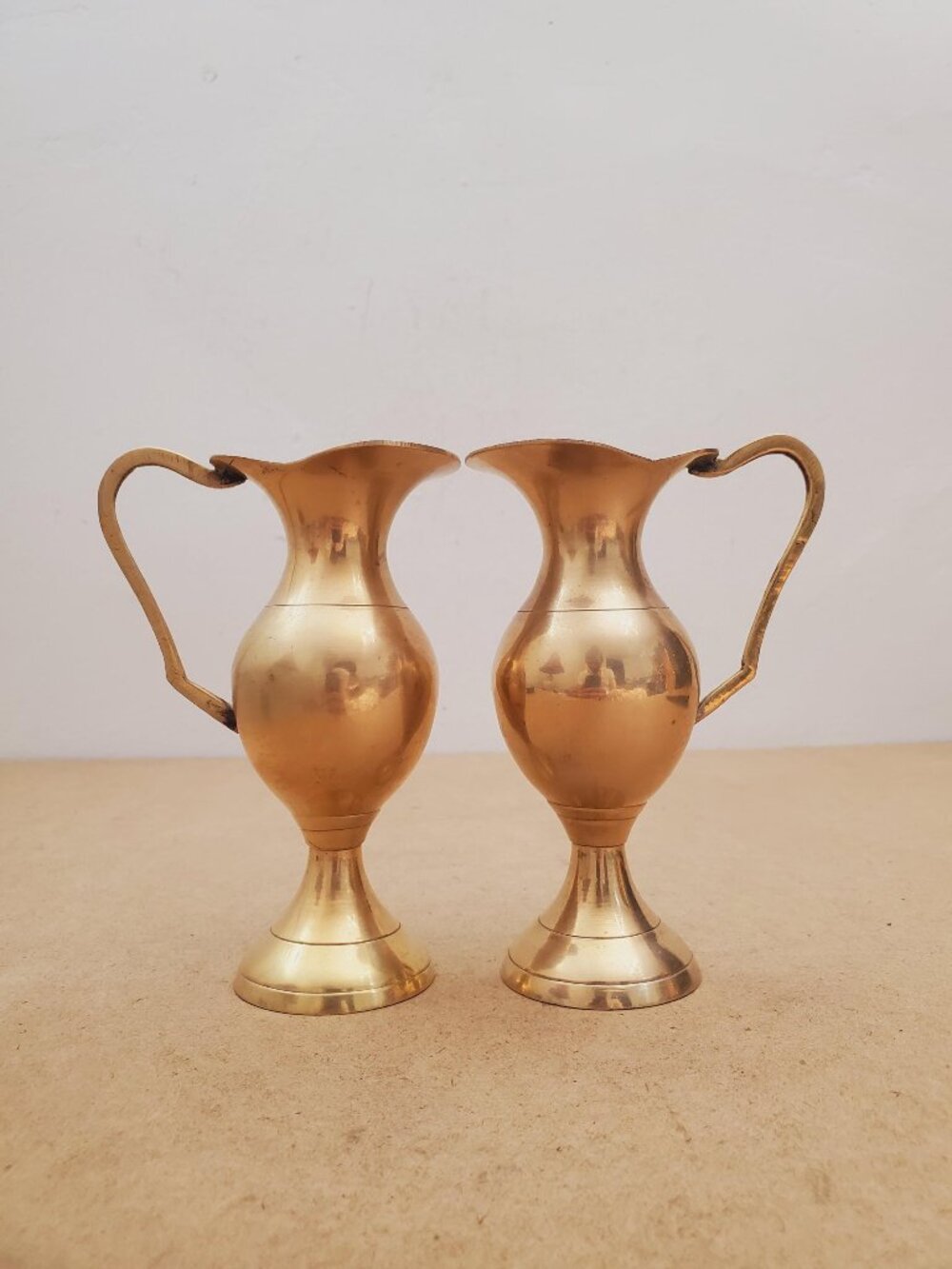 Brass Vase pair brass vases 14 cm tall brass vase brass pitcher collectible
